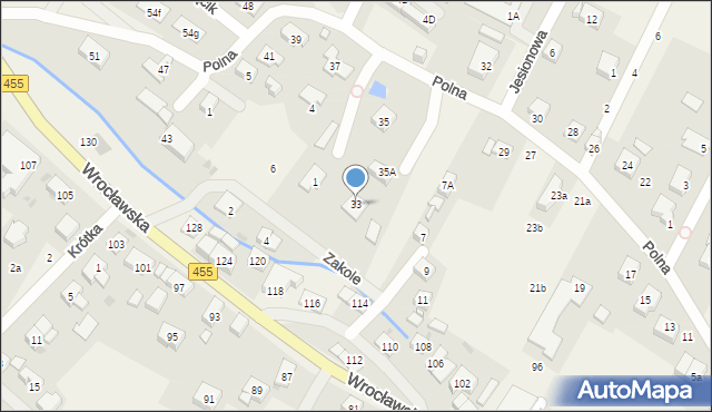 Kamieniec Wrocławski, Polna, 33, mapa Kamieniec Wrocławski