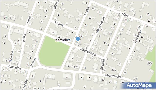 Kamionka, Poprzeczna, 1, mapa Kamionka