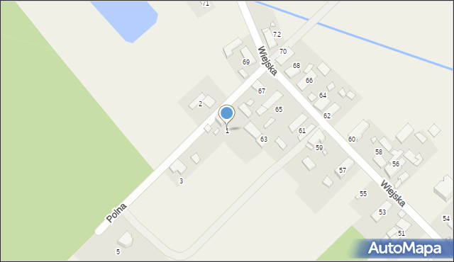 Kaniów, Polna, 1, mapa Kaniów