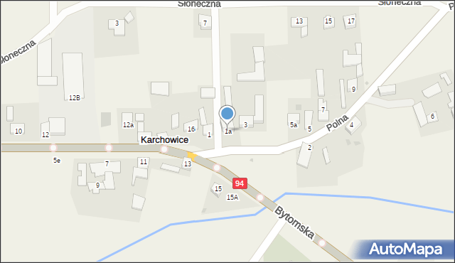 Karchowice, Polna, 1a, mapa Karchowice