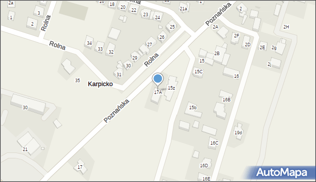 Karpicko, Poznańska, 17a, mapa Karpicko