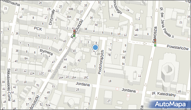 Katowice, Podchorążych, 1A, mapa Katowic