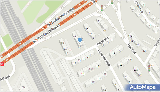 Katowice, Pogodna, 6, mapa Katowic