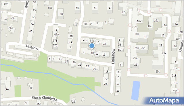 Katowice, Poetów, 10, mapa Katowic