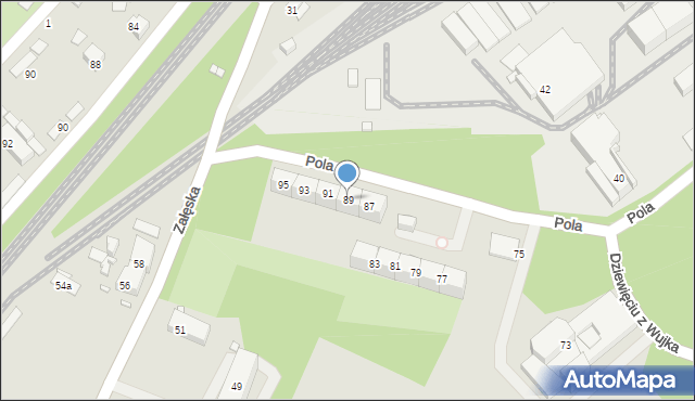 Katowice, Pola Wincentego, 89, mapa Katowic