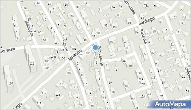 Katowice, Poprzeczna, 3, mapa Katowic