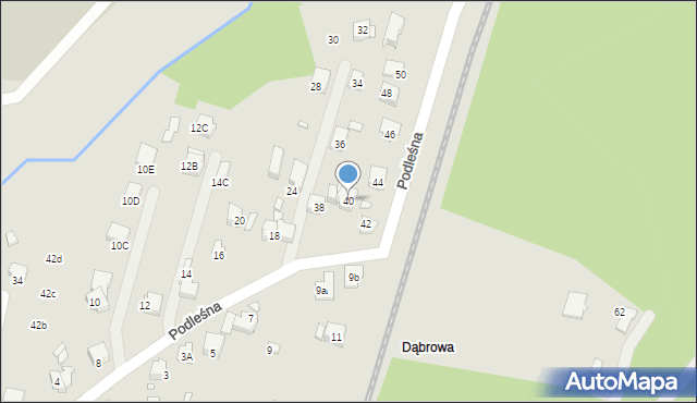 Katowice, Podleśna, 40, mapa Katowic