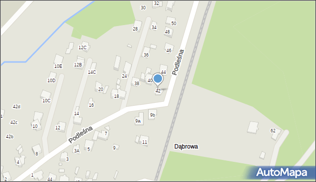 Katowice, Podleśna, 42, mapa Katowic