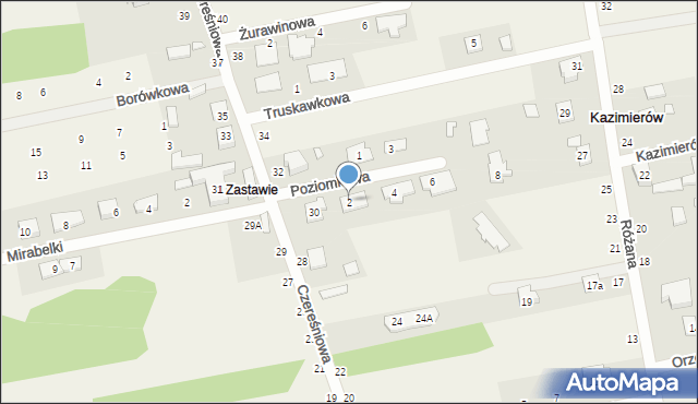 Kazimierów, Poziomkowa, 2, mapa Kazimierów