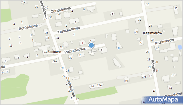 Kazimierów, Poziomkowa, 4, mapa Kazimierów