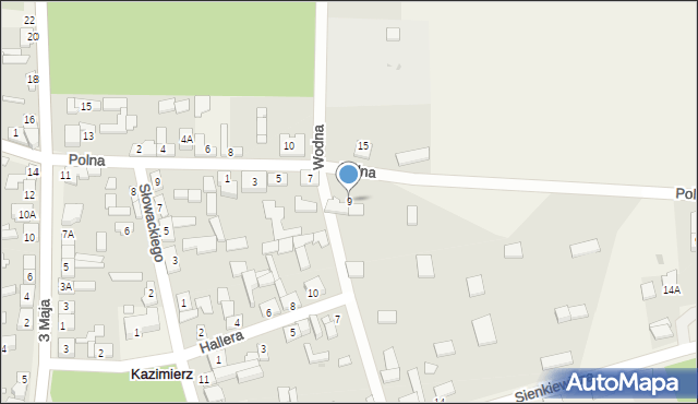 Kazimierz, Polna, 9, mapa Kazimierz