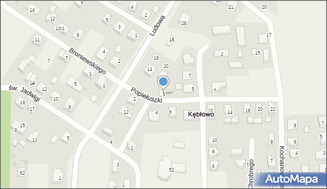 Kębłowo, Popiełuszki Jerzego, bł. ks., 3, mapa Kębłowo