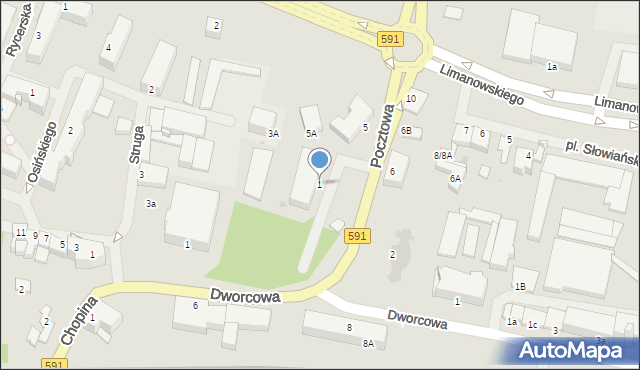 Kętrzyn, Pocztowa, 1, mapa Kętrzyn