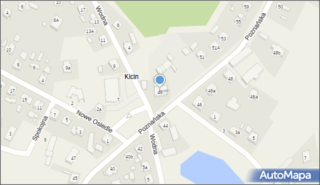 Kicin, Poznańska, 49, mapa Kicin