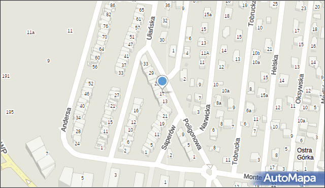 Kielce, Poligonowa, 17, mapa Kielc