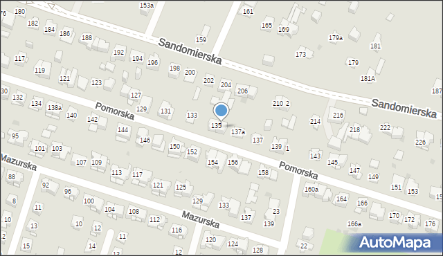 Kielce, Pomorska, 135a, mapa Kielc