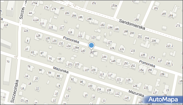 Kielce, Pomorska, 142, mapa Kielc