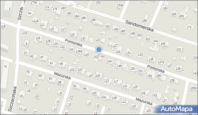 Kielce, Pomorska, 142a, mapa Kielc