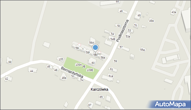 Kielce, Podklasztorna, 58c, mapa Kielc