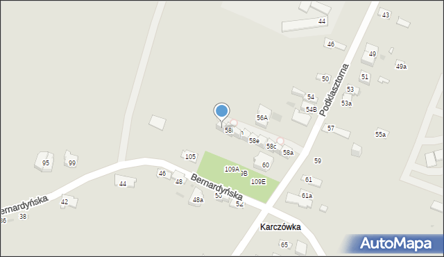 Kielce, Podklasztorna, 58j, mapa Kielc