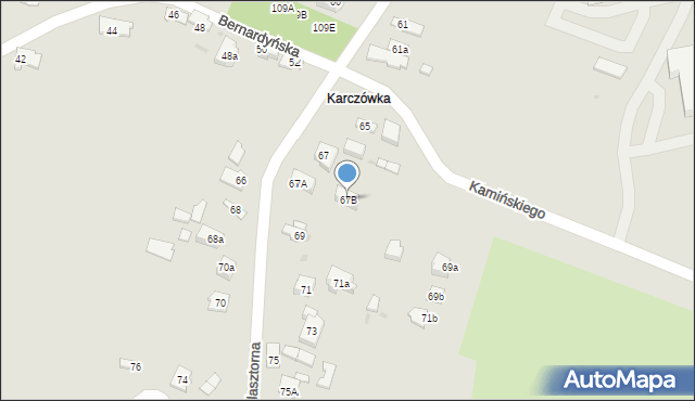 Kielce, Podklasztorna, 67B, mapa Kielc