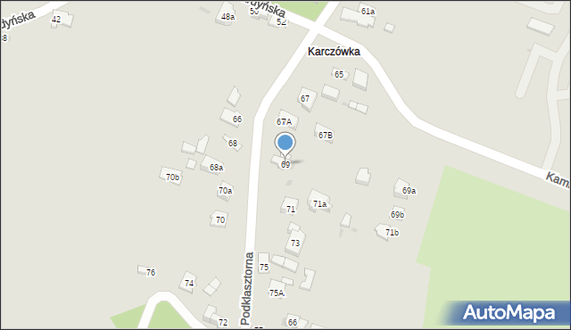 Kielce, Podklasztorna, 69, mapa Kielc