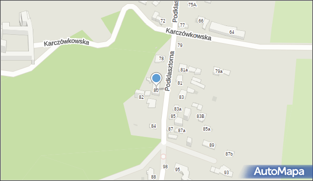 Kielce, Podklasztorna, 80, mapa Kielc