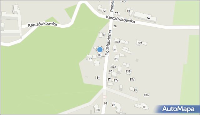 Kielce, Podklasztorna, 80B, mapa Kielc