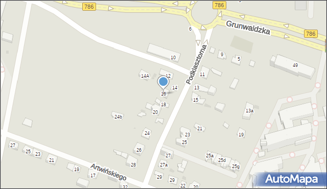 Kielce, Podklasztorna, 16, mapa Kielc