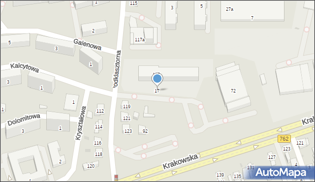 Kielce, Podklasztorna, 17, mapa Kielc