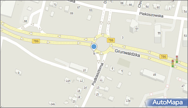 Kielce, Podklasztorna, 6, mapa Kielc