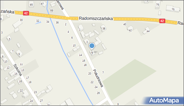 Kietlin, Południowa, 5, mapa Kietlin