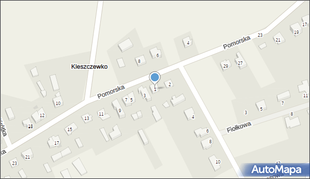 Kleszczewko, Pomorska, 1, mapa Kleszczewko