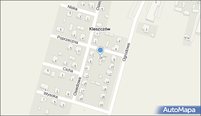 Kleszczów, Poprzeczna, 1A, mapa Kleszczów