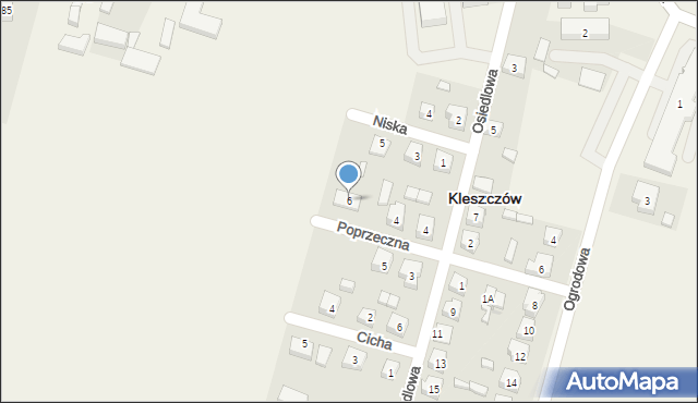 Kleszczów, Poprzeczna, 6, mapa Kleszczów