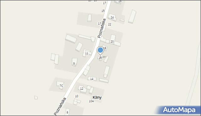 Kliny, Poznańska, 16, mapa Kliny