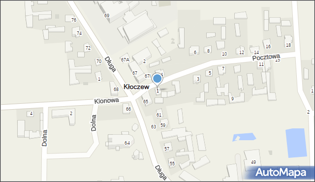 Kłoczew, Pocztowa, 1, mapa Kłoczew