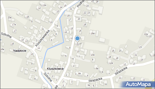 Kluszkowce, Podhalańska, 11, mapa Kluszkowce