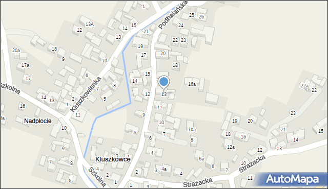 Kluszkowce, Podhalańska, 13, mapa Kluszkowce