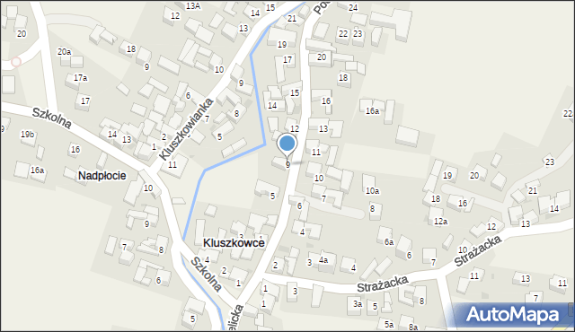 Kluszkowce, Podhalańska, 9, mapa Kluszkowce