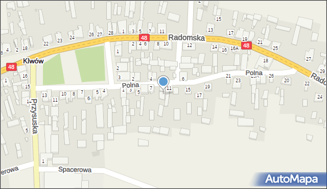 Klwów, Polna, 9A, mapa Klwów