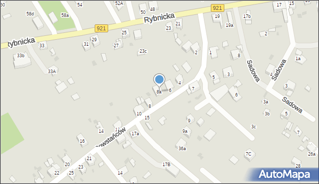 Knurów, Powstańców, 8a, mapa Knurów