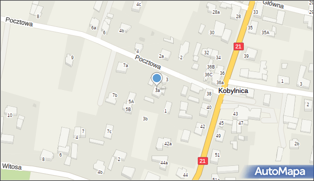 Kobylnica, Pocztowa, 3a, mapa Kobylnica