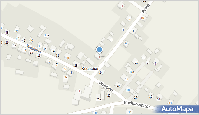 Kochcice, Polna, 1, mapa Kochcice