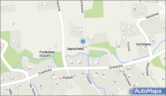 Kocoń, Poziomkowa, 1, mapa Kocoń