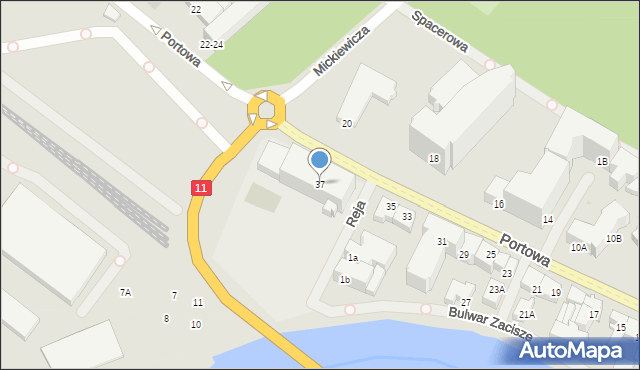 Kołobrzeg, Portowa, 37, mapa Kołobrzegu