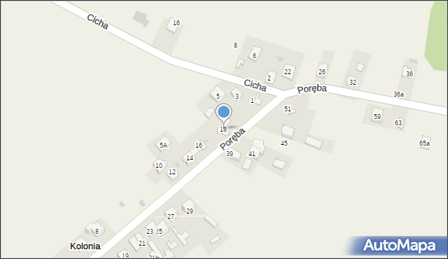 Kolonia, Poręba, 18, mapa Kolonia