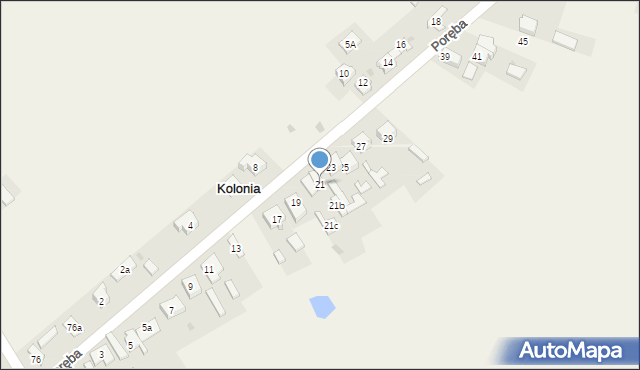 Kolonia, Poręba, 21, mapa Kolonia