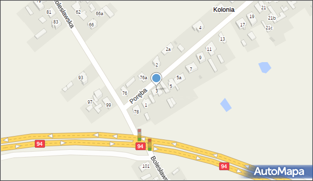 Kolonia, Poręba, 3, mapa Kolonia