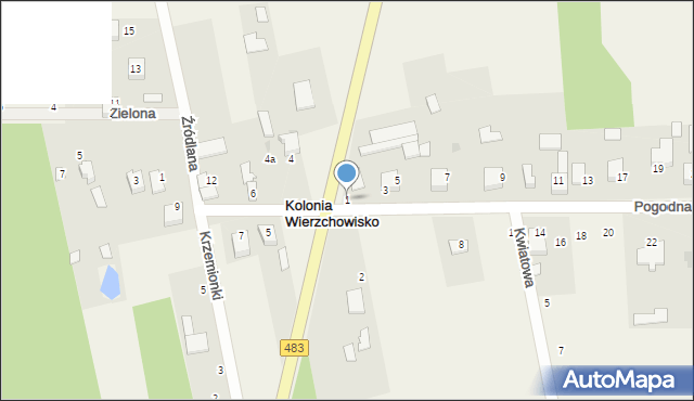 Kolonia Wierzchowisko, Pogodna, 1, mapa Kolonia Wierzchowisko